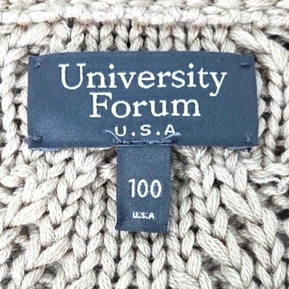 Vintage 1970's University Forum Beige Cable Knit Cardigan Jacket Wool Blend But - Picture 4 of 8